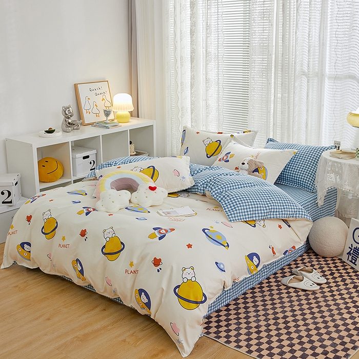 91家纺网 家纺一手货源 找家纺 世爵 2025新款磨毛印花单被套 星际探险