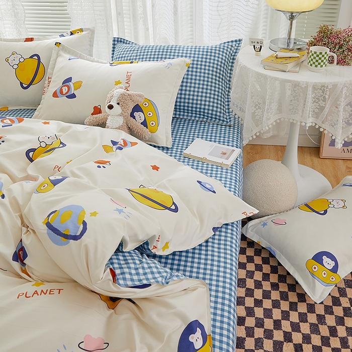 91家纺网 家纺一手货源 找家纺 世爵 2025新款磨毛印花单被套 星际探险