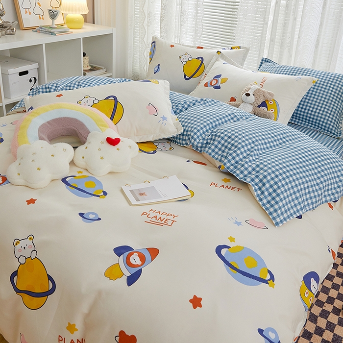 91家纺网 家纺一手货源 找家纺 世爵 2025新款磨毛印花单被套 星际探险