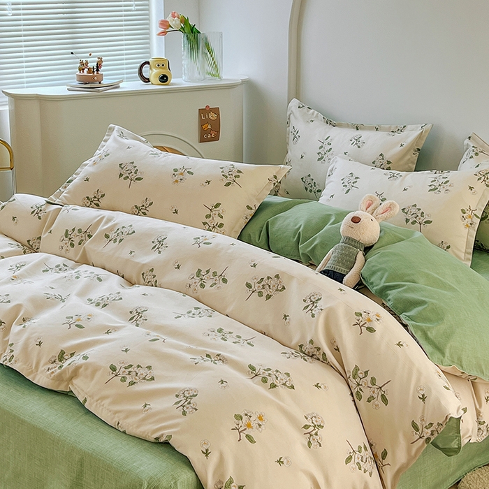 91家纺网 家纺一手货源 找家纺 世爵家纺 2023新款亲肤印花磨毛四件套 花香满园