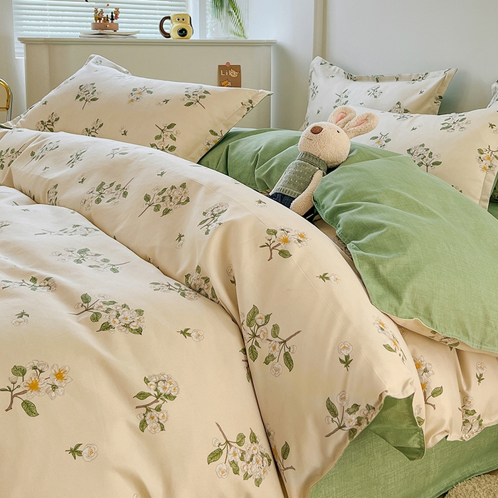 91家纺网 家纺一手货源 找家纺 世爵家纺 2023新款亲肤印花磨毛四件套 花香满园