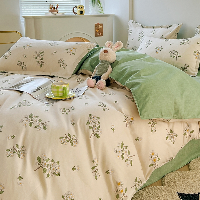 91家纺网 家纺一手货源 找家纺 世爵家纺 2023新款亲肤印花磨毛四件套 花香满园