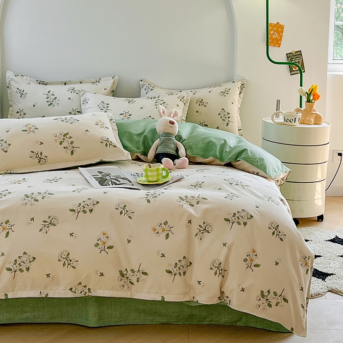 91家纺网 家纺一手货源 找家纺 世爵家纺 2023新款亲肤印花磨毛四件套 花香满园