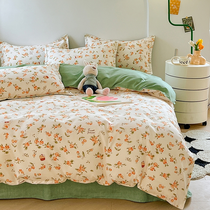 91家纺网 家纺一手货源 找家纺 世爵家纺 2023新款亲肤印花磨毛四件套 花小兔