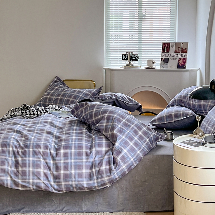 91家纺网 家纺一手货源 找家纺 世爵家纺 2023新款亲肤印花磨毛四件套 玫丽莎-蓝