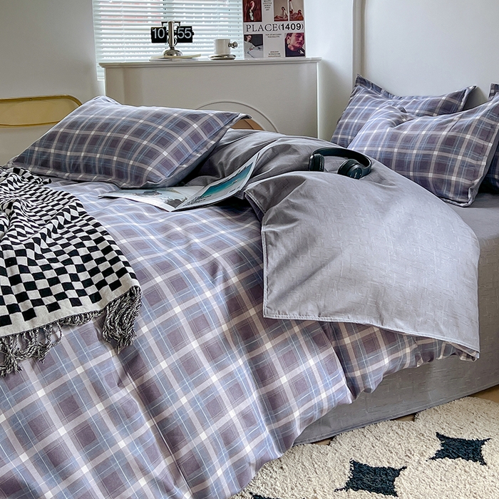 91家纺网 家纺一手货源 找家纺 世爵家纺 2023新款亲肤印花磨毛四件套 玫丽莎-蓝