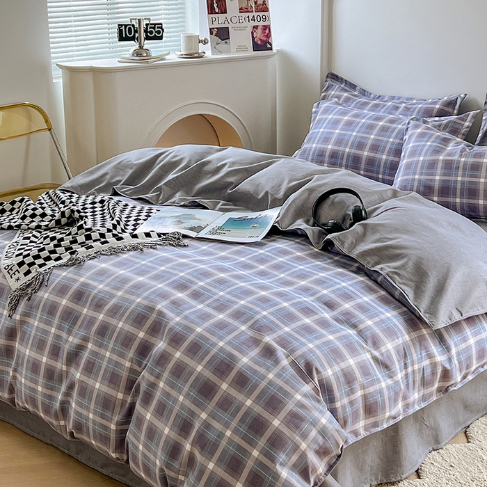 91家纺网 家纺一手货源 找家纺 世爵家纺 2023新款亲肤印花磨毛四件套 玫丽莎-蓝