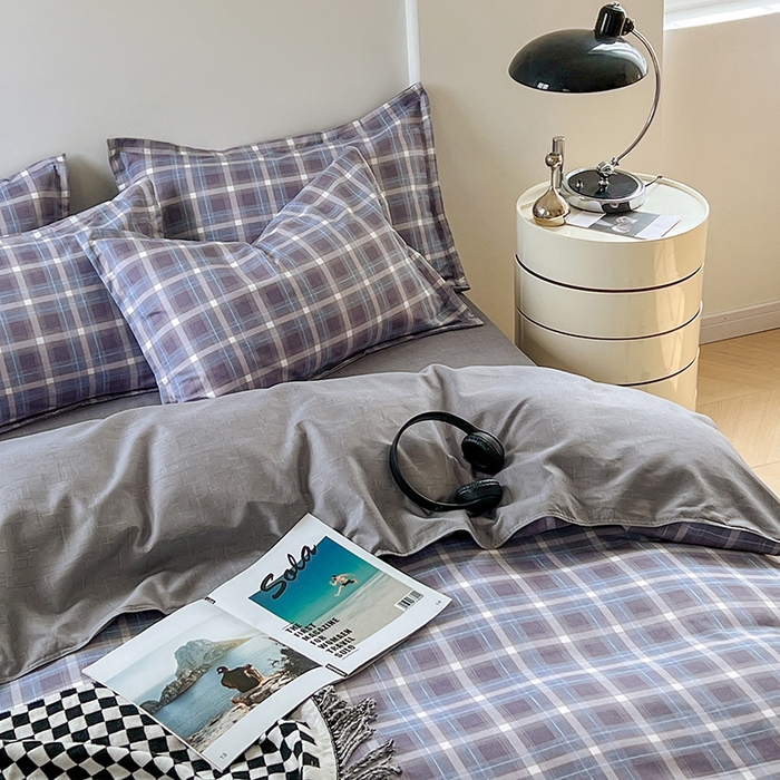 91家纺网 家纺一手货源 找家纺 世爵家纺 2023新款亲肤印花磨毛四件套 玫丽莎-蓝