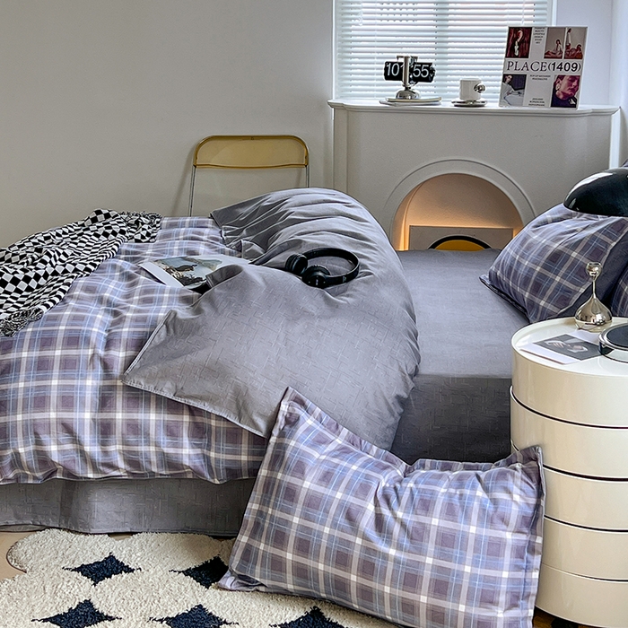 91家纺网 家纺一手货源 找家纺 世爵家纺 2023新款亲肤印花磨毛四件套 玫丽莎-蓝