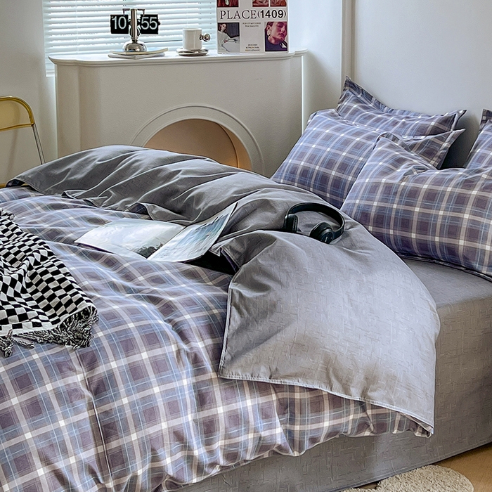 91家纺网 家纺一手货源 找家纺 世爵家纺 2023新款亲肤印花磨毛四件套 玫丽莎-蓝