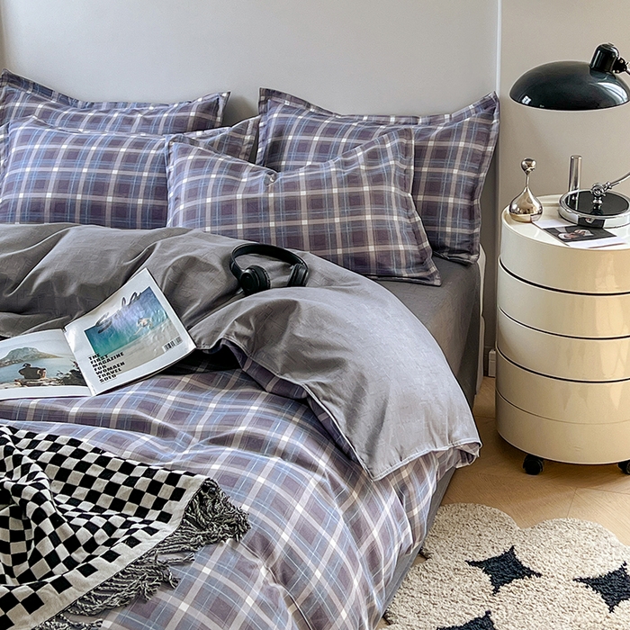 91家纺网 家纺一手货源 找家纺 世爵家纺 2023新款亲肤印花磨毛四件套 玫丽莎-蓝