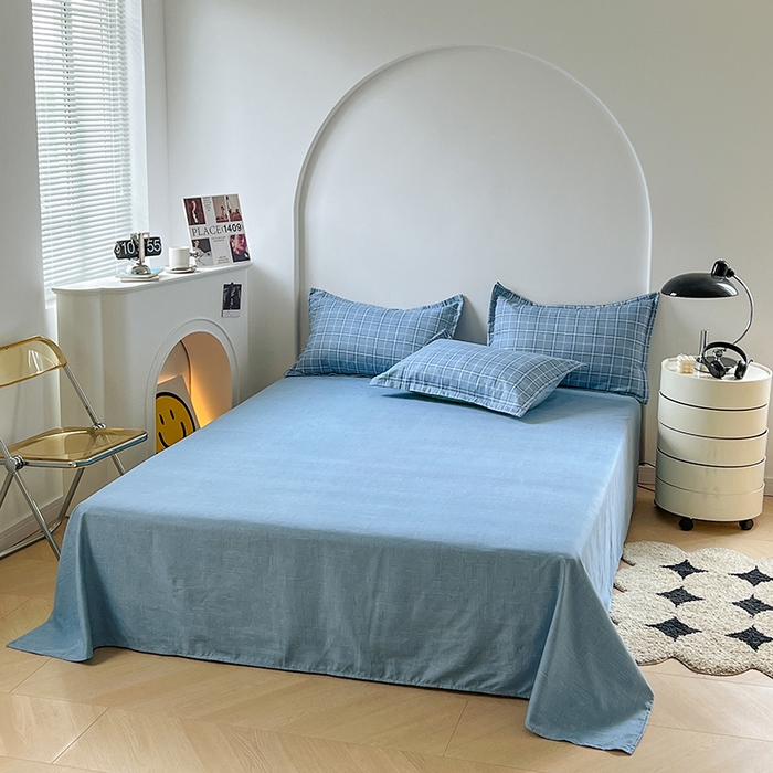 91家纺网 家纺一手货源 找家纺 世爵家纺 2023新款亲肤印花磨毛四件套 格言-蓝