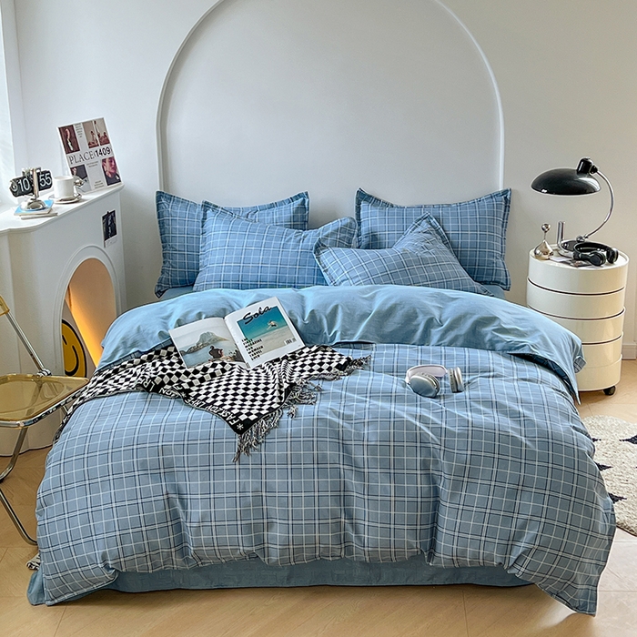 世爵家纺 2023新款亲肤印花磨毛四件套 格言-蓝