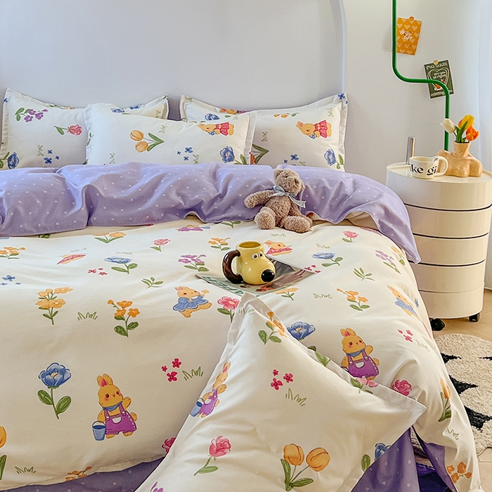 91家纺网 家纺一手货源 找家纺 世爵家纺 2023新款亲肤印花磨毛四件套 彼得兔