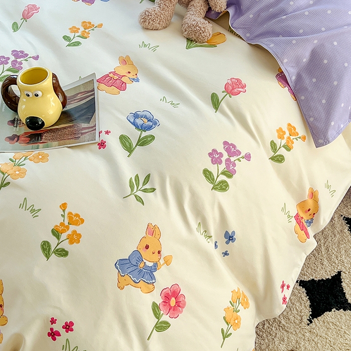 91家纺网 家纺一手货源 找家纺 世爵家纺 2023新款亲肤印花磨毛四件套 彼得兔