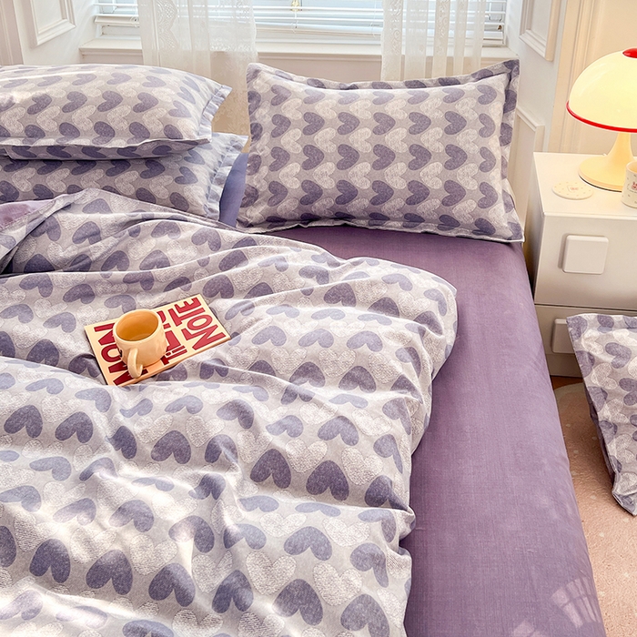 91家纺网 家纺一手货源 找家纺 世爵家纺 2023新款亲肤印花磨毛四件套 心海