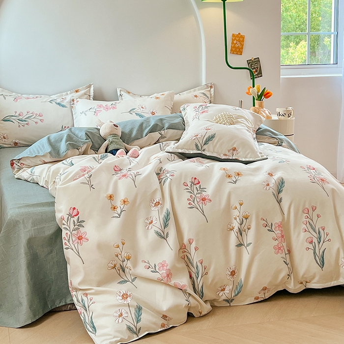 91家纺网 家纺一手货源 找家纺 世爵家纺 2023新款亲肤印花磨毛四件套 幽兰情思