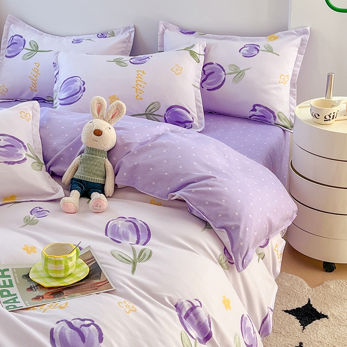 91家纺网 家纺一手货源 找家纺 世爵家纺 2023新款亲肤印花磨毛四件套 郁金花海