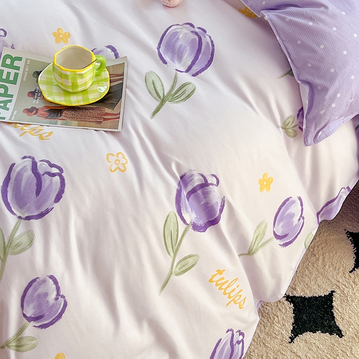 91家纺网 家纺一手货源 找家纺 世爵家纺 2023新款亲肤印花磨毛四件套 郁金花海