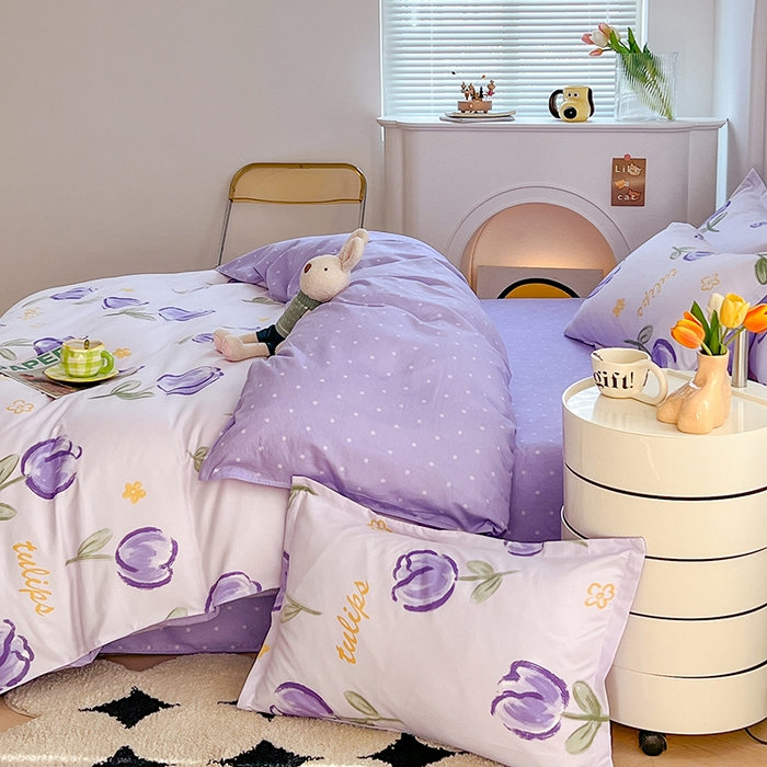 91家纺网 家纺一手货源 找家纺 世爵家纺 2023新款亲肤印花磨毛四件套 郁金花海