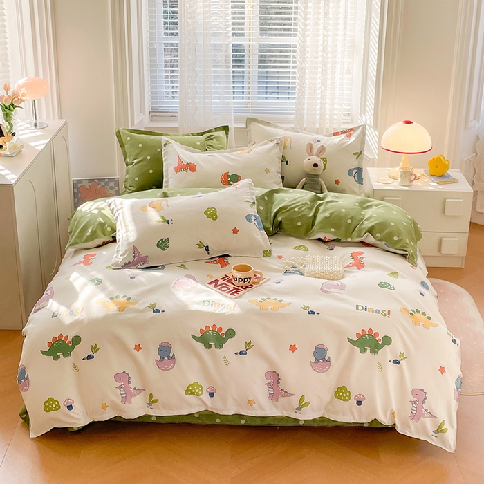 世爵家纺 2023新款亲肤印花磨毛四件套 恐龙宝贝