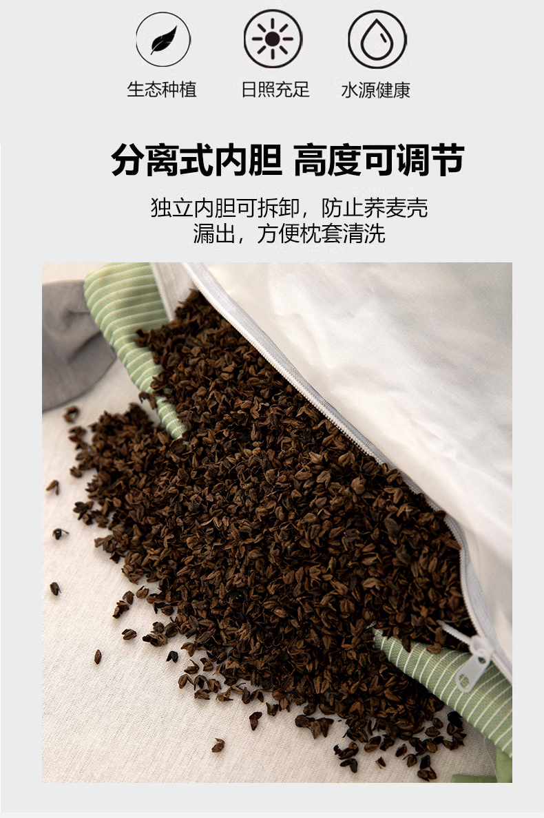 91家纺网 家纺一手货源 找家纺 九州枕芯 2025新款双面凉感儿童荞麦枕枕头枕芯 组合图仅供展示 30*50cm