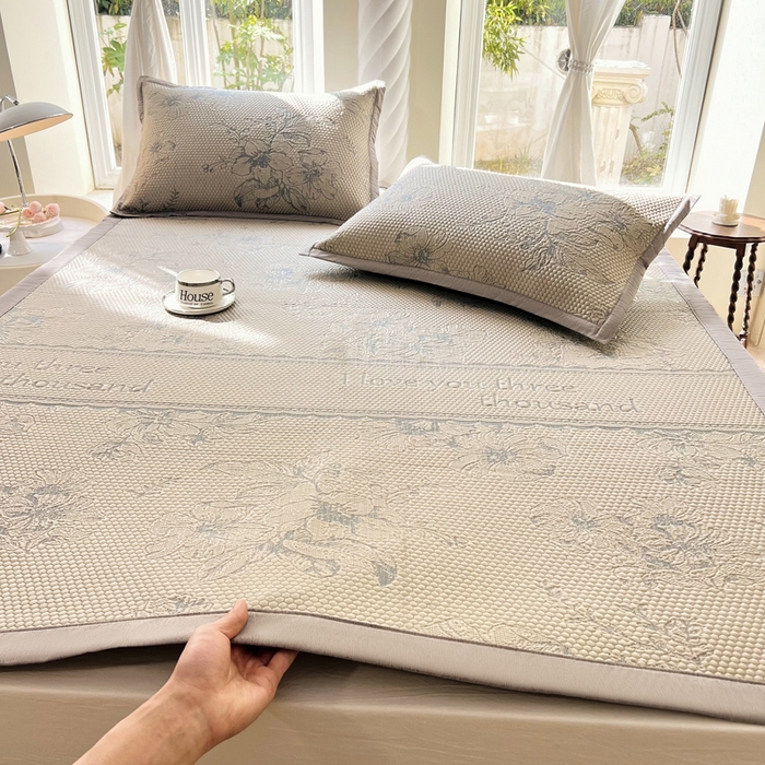 宜家坊 2025新款A类PE中分子提花软凉席-花夏 床席款-夏花金