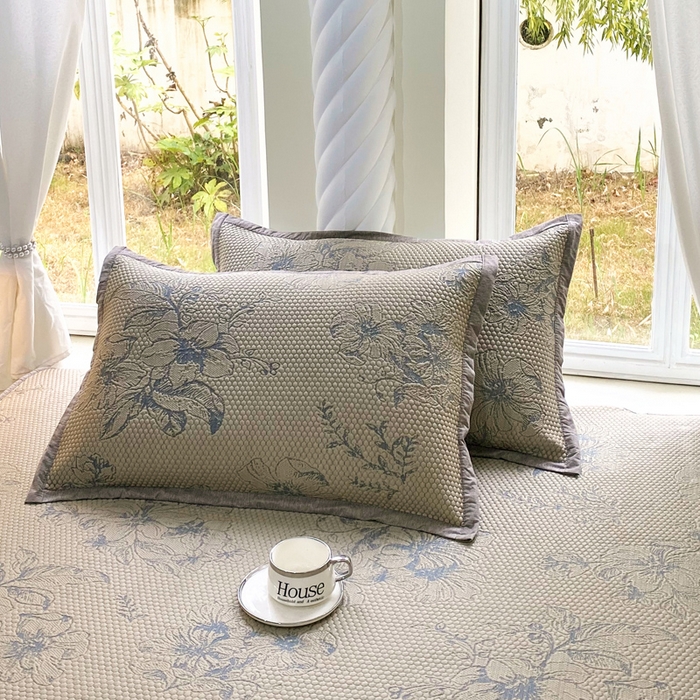 91家纺网 家纺一手货源 找家纺 宜家坊 2025新款A类PE中分子提花软凉席-花夏 床笠款-夏花金