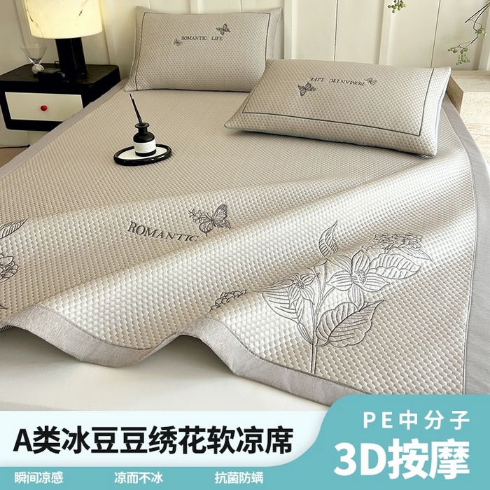 91家纺网 家纺一手货源 找家纺 （总）宜家坊 2025新款A类PE中分子绣花软凉席-墨蝶