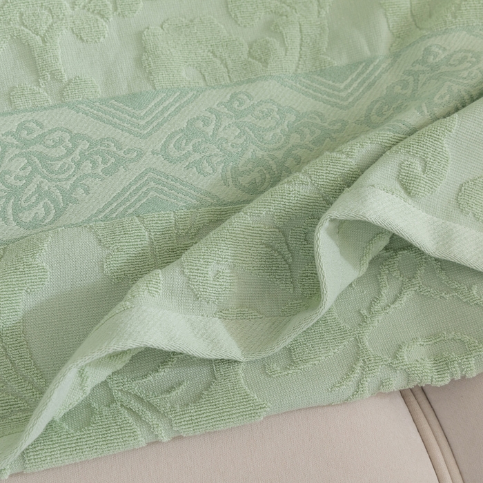 91家纺网 家纺一手货源 找家纺 乐家毛巾被（工厂自产自销） 2025新款欧雅全棉纯棉提花浴巾 绿色 90x180cm