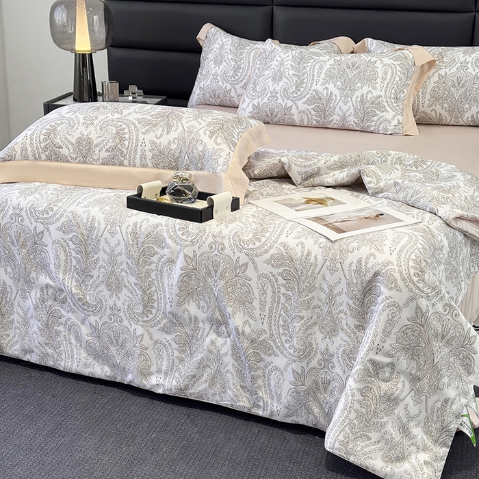 91家纺网 家纺一手货源 找家纺 宜家坊 2025春夏新款莱赛尔天丝夏被嵌绳款数码印花单夏被夏被四件套单床笠单床单款 风止弦