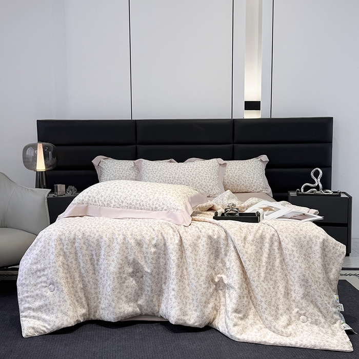 91家纺网 家纺一手货源 找家纺 （总）宜家坊 2025春夏新款莱赛尔天丝夏被嵌绳款数码印花单夏被夏被四件套单床笠单床单款