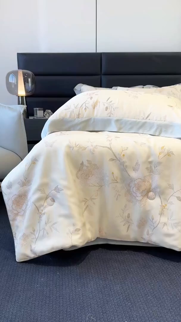 91家纺网 家纺一手货源 找家纺 宜家坊 2025春夏新款莱赛尔天丝夏被嵌绳款数码印花单夏被夏被四件套单床笠单床单款 妍艺