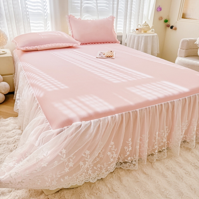 91家纺网 家纺一手货源 找家纺 （总）LIFE.丽芙 2025春夏新款独家研发太空层凉感软席双层蕾丝边冰丝凉席床裙款