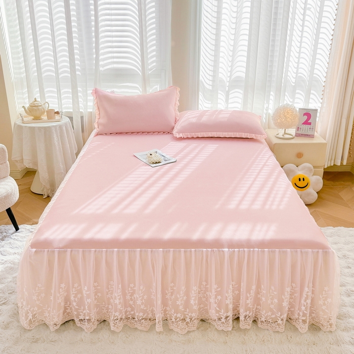 91家纺网 家纺一手货源 找家纺 （总）LIFE.丽芙 2025春夏新款独家研发太空层凉感软席双层蕾丝边冰丝凉席床裙款