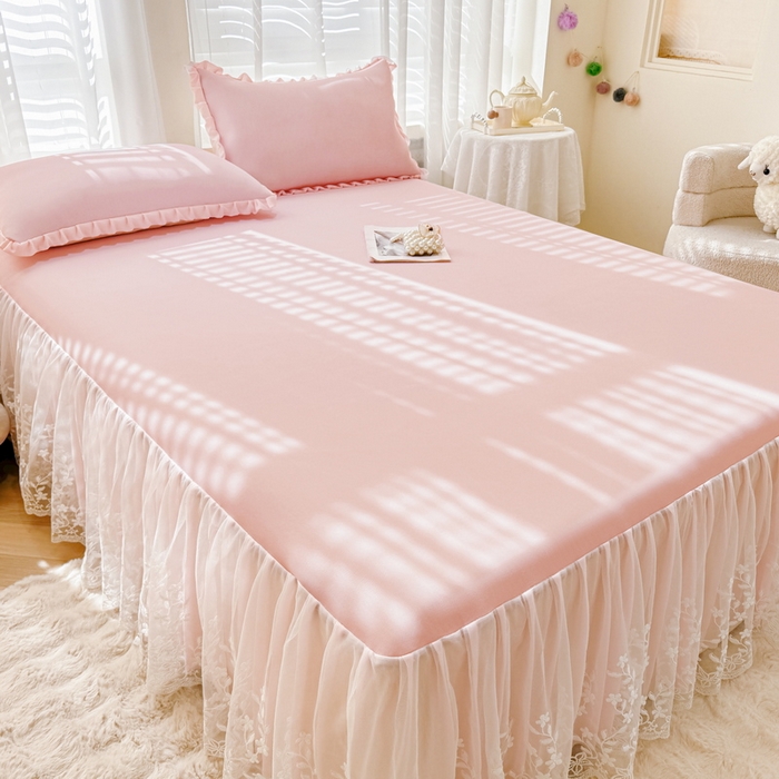 91家纺网 家纺一手货源 找家纺 （总）LIFE.丽芙 2025春夏新款独家研发太空层凉感软席双层蕾丝边冰丝凉席床裙款