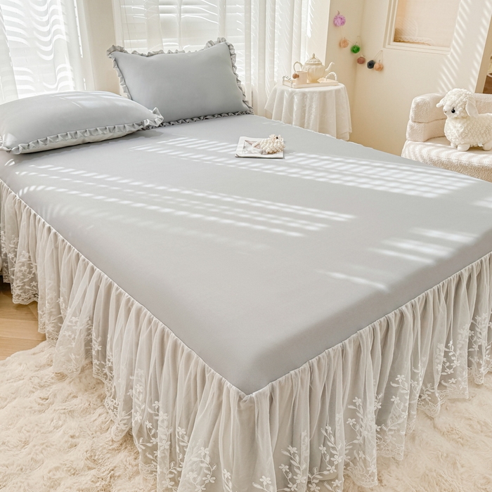 91家纺网 家纺一手货源 找家纺 （总）LIFE.丽芙 2025春夏新款独家研发太空层凉感软席双层蕾丝边冰丝凉席床裙款