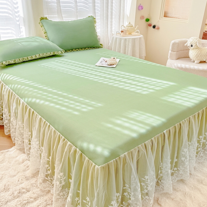 91家纺网 家纺一手货源 找家纺 （总）LIFE.丽芙 2025春夏新款独家研发太空层凉感软席双层蕾丝边冰丝凉席床裙款