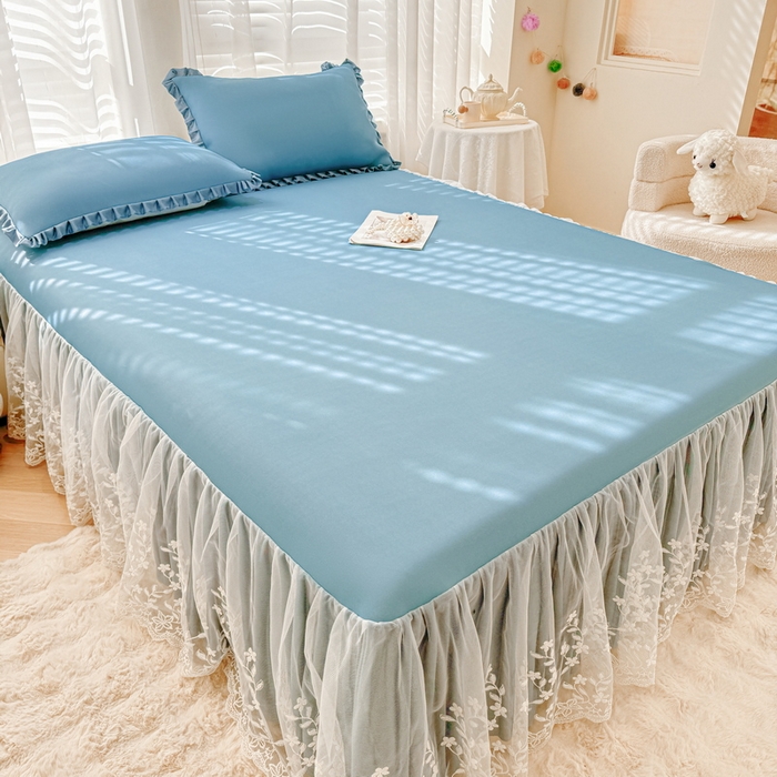 91家纺网 家纺一手货源 找家纺 （总）LIFE.丽芙 2025春夏新款独家研发太空层凉感软席双层蕾丝边冰丝凉席床裙款