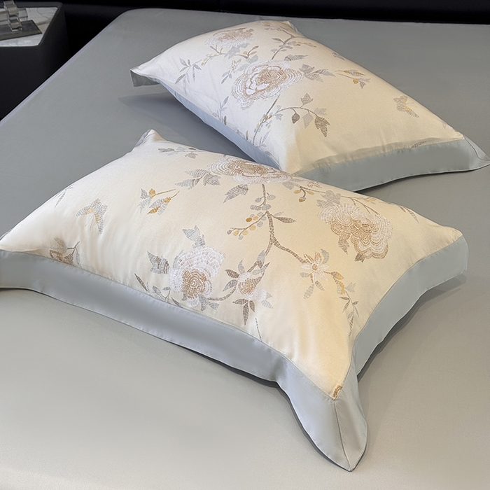 宜家坊 2025春夏新品莱赛尔天丝数码印花单床笠单床单单枕套 妍艺（B版星灰色）-枕套