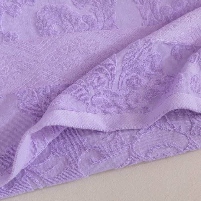 91家纺网 家纺一手货源 找家纺 乐家毛巾被（工厂自产自销） 2025新款欧雅全棉纯棉提花浴巾 紫色 70x140cm