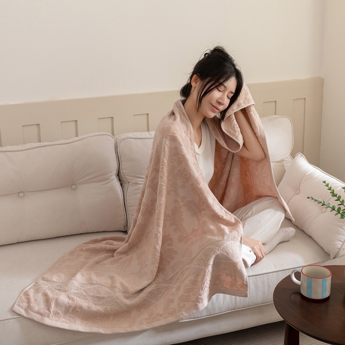 91家纺网 家纺一手货源 找家纺 乐家毛巾被（工厂自产自销） 2025新款欧雅全棉纯棉提花浴巾 驼色 70x140cm