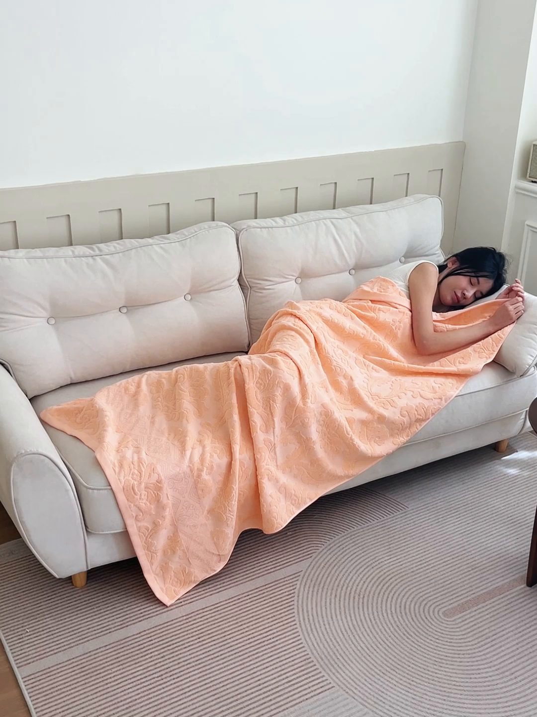 91家纺网 家纺一手货源 找家纺 乐家毛巾被（工厂自产自销） 2025新款欧雅全棉纯棉提花浴巾 橙色 70x140cm