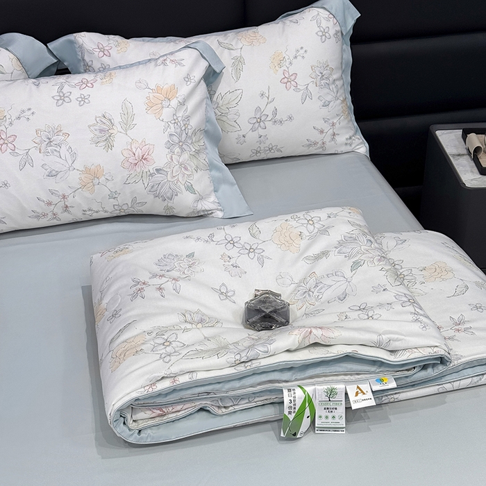 91家纺网 家纺一手货源 找家纺 （总）宜家坊 2025春夏新品莱赛尔天丝数码印花嵌绳单夏被