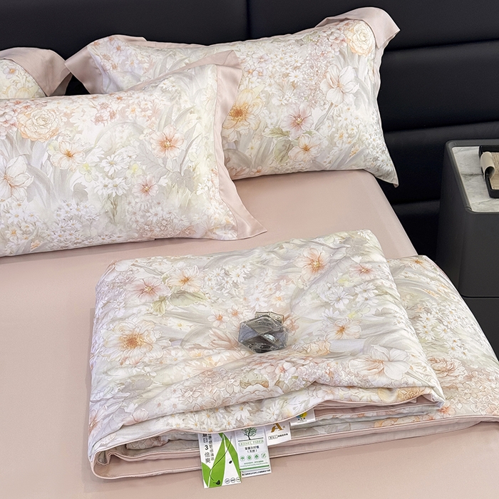 91家纺网 家纺一手货源 找家纺 （总）宜家坊 2025春夏新品莱赛尔天丝数码印花嵌绳单夏被