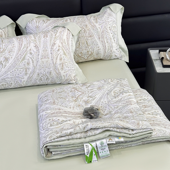 91家纺网 家纺一手货源 找家纺 （总）宜家坊 2025春夏新品莱赛尔天丝数码印花嵌绳单夏被