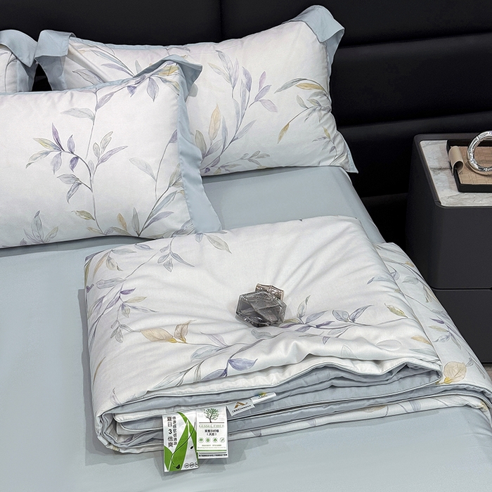 91家纺网 家纺一手货源 找家纺 （总）宜家坊 2025春夏新品莱赛尔天丝数码印花嵌绳单夏被