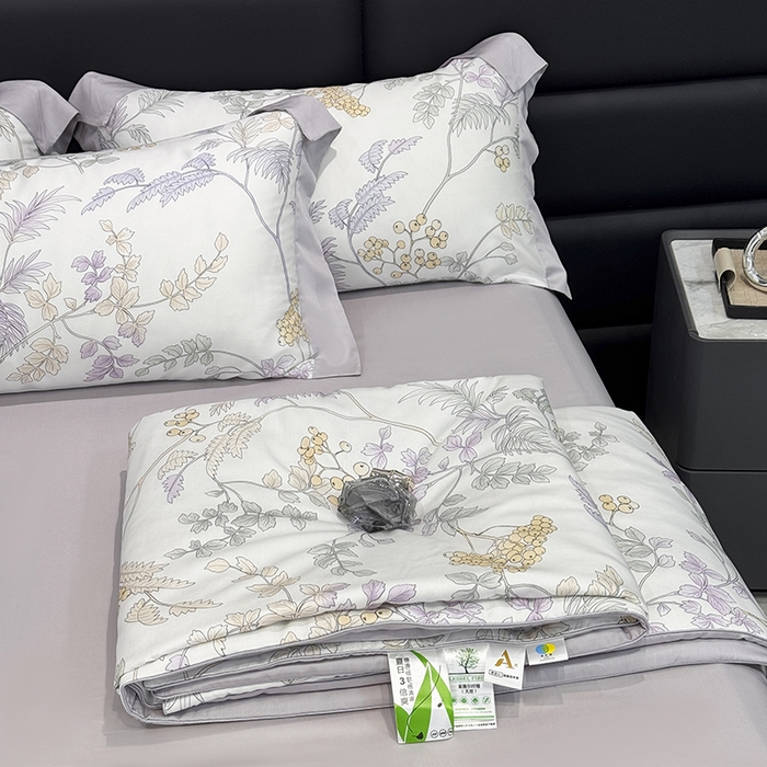 宜家坊 2025春夏新品莱赛尔天丝数码印花嵌绳单夏被 析漫枝