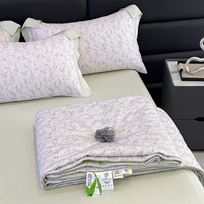 宜家坊 2025春夏新品莱赛尔天丝数码印花嵌绳单夏被 浅知