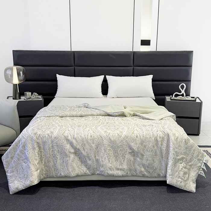 91家纺网 家纺一手货源 找家纺 宜家坊 2025春夏新品莱赛尔天丝数码印花嵌绳单夏被 莉格西塔